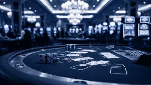Luxurious casino night in blue tones